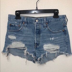 Levi's Blue Distressed Jean Shorts